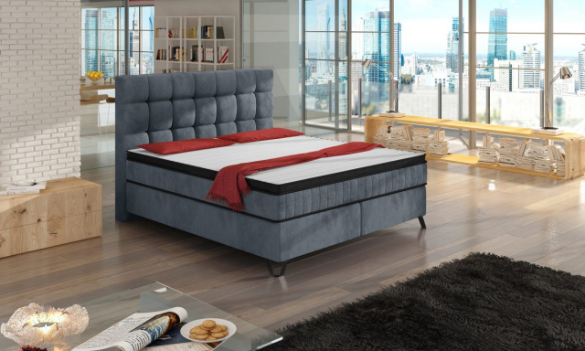 Luxusná kontinentálna posteľ Argado 180x200cm, sivá Fresh