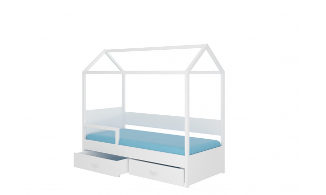 Łóżko domek z barierką i materacem OTELLO 200x90