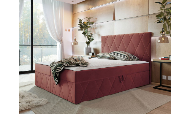Moderný boxspring posteľ Silena 160x200cm, růžová Magic Velvet