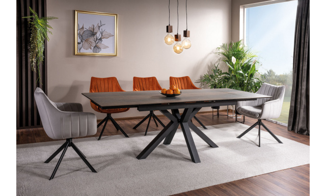 Jedálenský stôl Colia, hnedy/čierny mat, rozkladací
