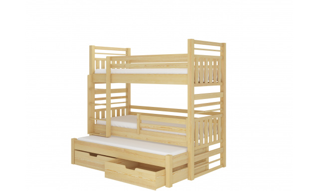 Poschodová posteľ pre 3 deti Hanka, 200x90cm, borovica