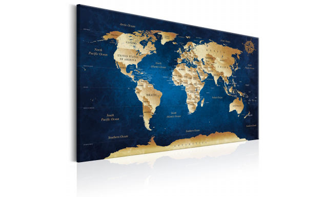 Obraz - World Map: The Dark Blue Depths
