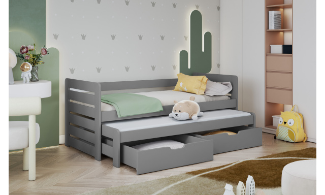 Moderná detská posteľ Trendy pre 2 deti, šedá (180x80cm)