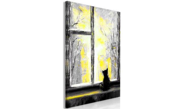 Obraz - Longing Kitty (1 Part) Vertical Yellow