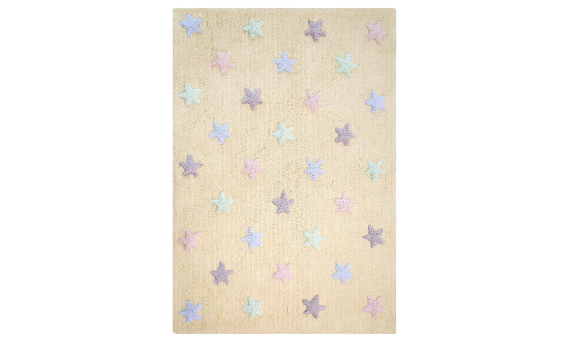 Bio koberec kusový, ručně tkaný Tricolor Stars Vanilla