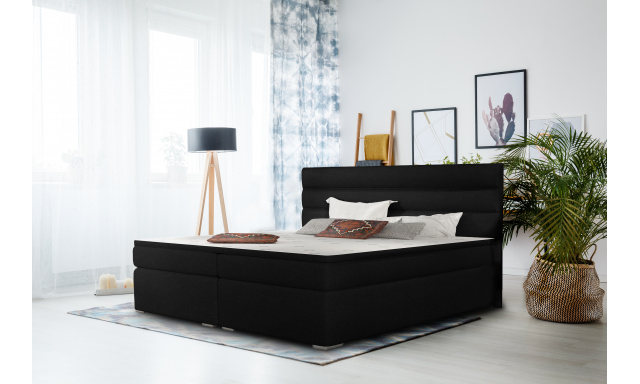 Elegantná box spring posteľ Barone 180x200, čierna