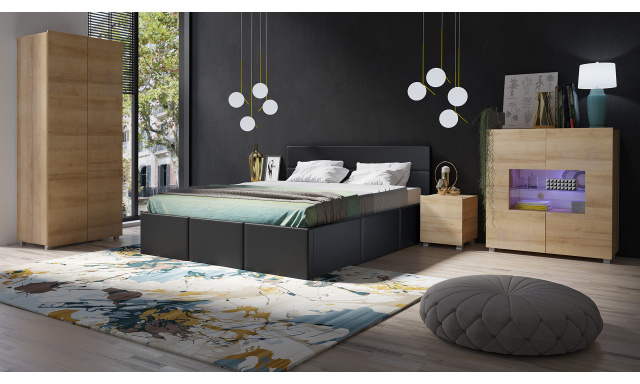 Moderná posteľ z eko-kože Celeste, čierna