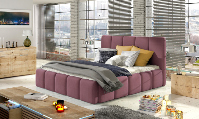 Moderná posteľ Begie, 160x200 růžová Mat Velvet