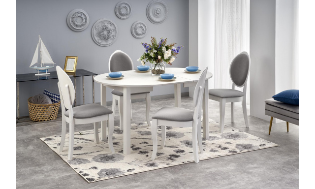 Elegantný rozkladací jedálenský stôl Hema146, biely