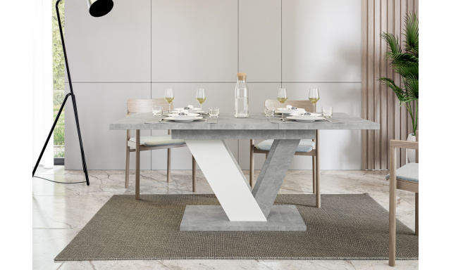 Rozkladací jedálenský stôl Teo, stone/biela
