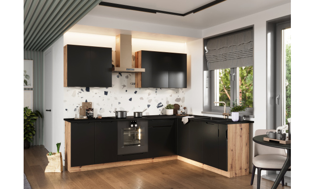 Kuchyňa Impala 260x200 cm, artisan/čierna