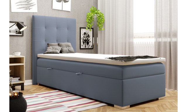 Kvalitná boxspring posteľ Dogo 90x200cm, modrá Solo