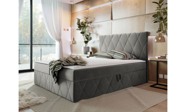 Moderný boxspring posteľ Silena 140x200cm, sivá Magic Velvet
