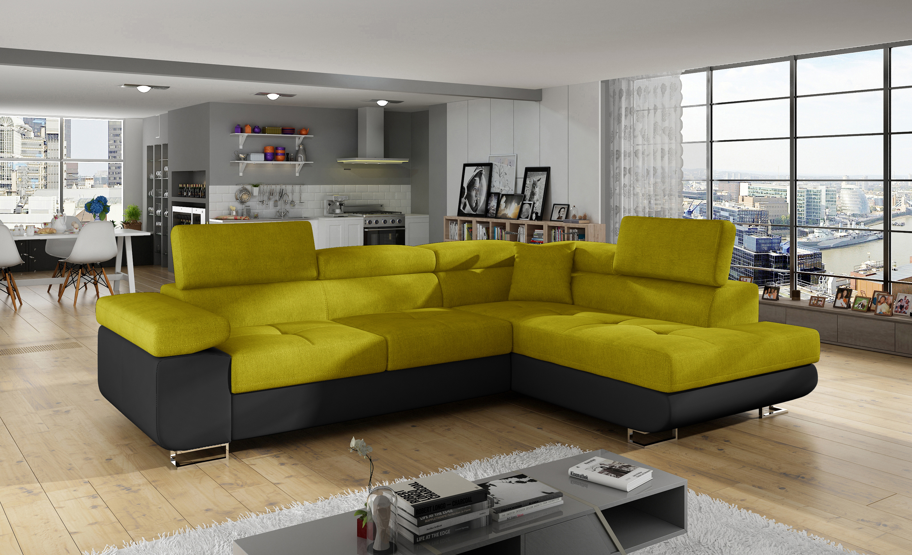 Фото современного углового дивана. Диван угловой Vicenza (Soft 011 / Lux 05).