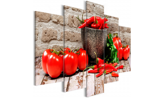 Obraz - Red Vegetables (5 Parts) Brick Wide