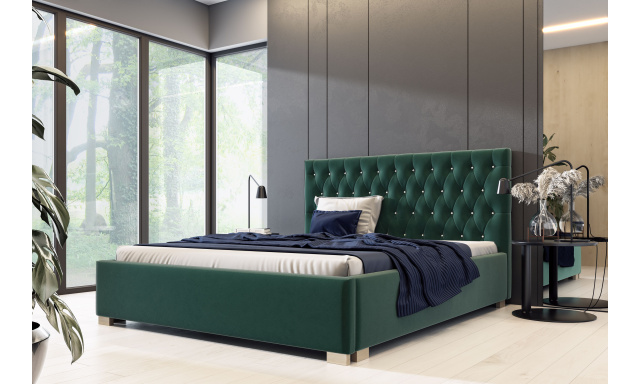 Čalúnená posteľ Vesemir 180x200cm, zelená Riviera