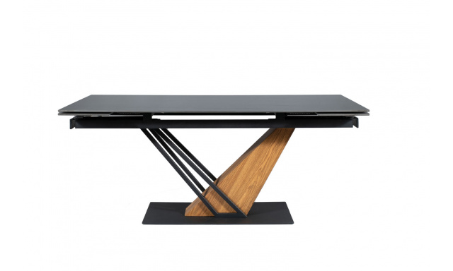 Jedálenský stôl Greta, čierny/jasan+čierný mat, rozkladací