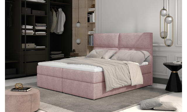 Rozšírená box spring posteľ Adam 200x185cm, ružová