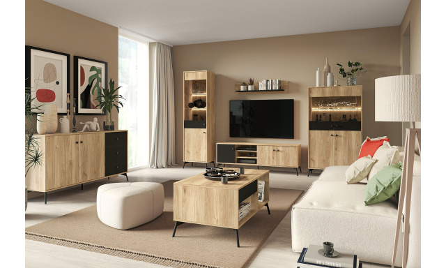 Moderný obývací systém Irys dub castello / čierna