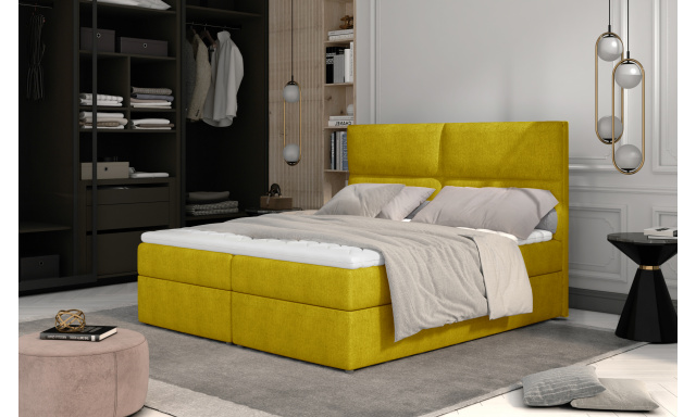 Rozšírená box spring posteľ Adam 200x185cm, žltá