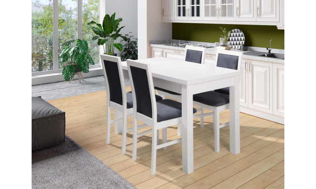 Biely jedálenský set Maxion 5 (stôl + 4x stoličky)