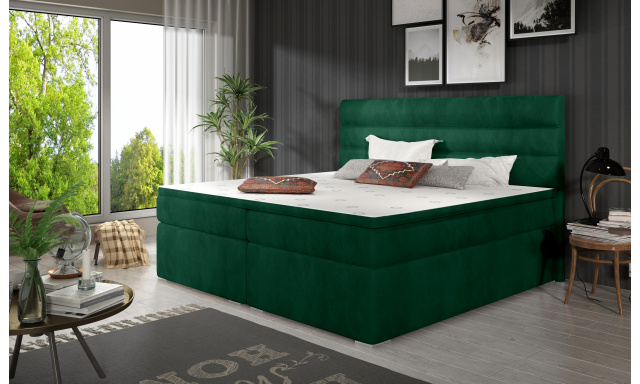 Elegantná box spring posteľ Barone 180x200, zelená