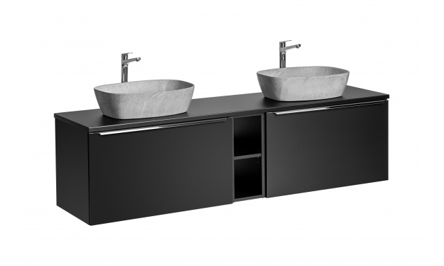 Kúpeľňový nábytok Santino, zostava J / čierna - 180cm + 2x umyvadlo