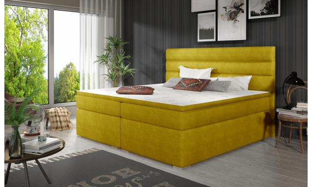 Elegantná box spring posteľ Barone 180x200, žltá