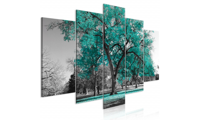 Obraz - Autumn in the Park (5 Parts) Wide Turquoise