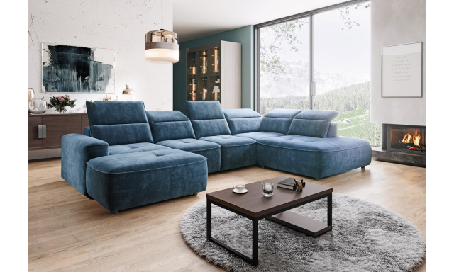 Moderná rohová sedačka Capoto XL, modrá Palladium