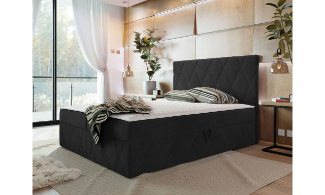 Moderný boxspring posteľ Silena 140x200cm, černá Magic Velvet