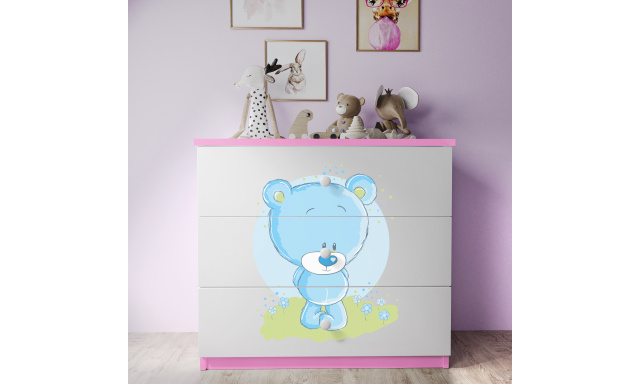 Detská komoda Sen ružová - Modrý medveď