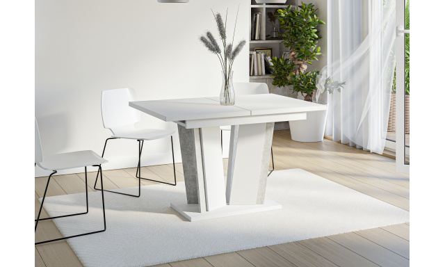 Rozkladací jedálenský stôl Dona 2, biely /stone