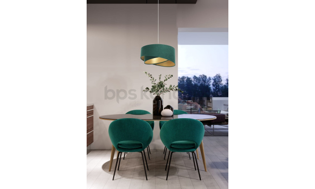 Dizajnová závesná lampa Grismo, zelená/zlatá