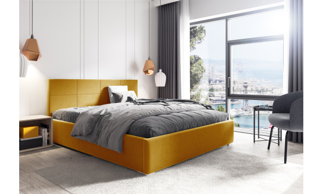Čalúnená posteľ Katy 160x200cm, žltá MattVelvet
