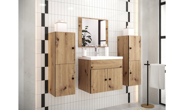 Kúpeľňový nábytok Kresto C, dub Artisan + umývadlo + zrkadlo