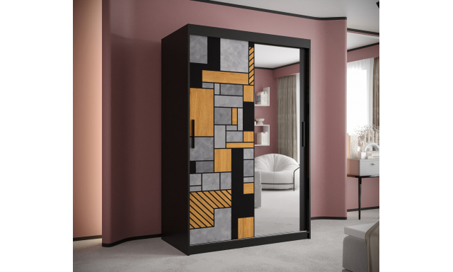 Šatníková skriňa Tetris 2 se zrkadlom, 120cm