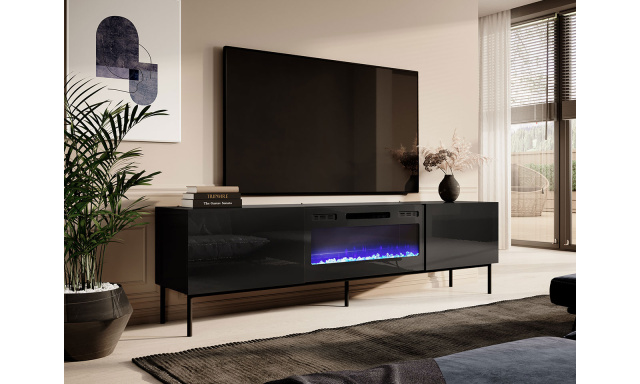 Moderný TV stolík Sindy, čierná / čierny kov