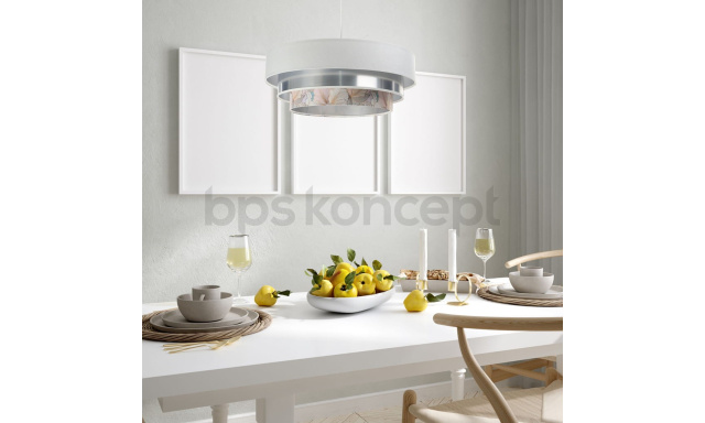 Dizajnová závesná lampa Trento,biela/strieborná/vzor