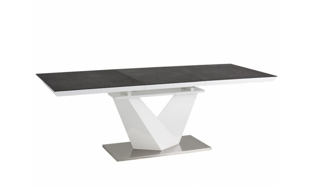 Luxusný jedálenský stôl Sego140, čierny/biely lakovaný, 140-200x85cm