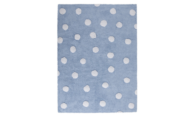 Bio koberec kusový, ručně tkaný Polka Dots Blue-White