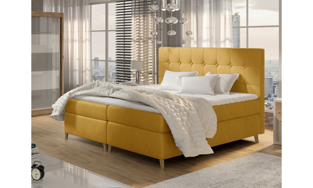 Moderná box spring posteľ Ariel 180x200, žltá