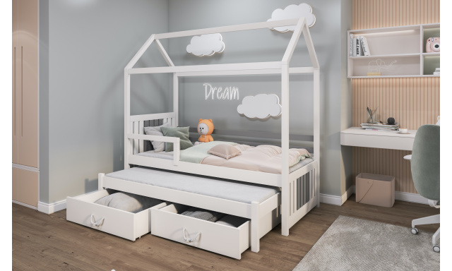 Moderná detská posteľ v tvare domčeka Jana, biela (180x80cm)