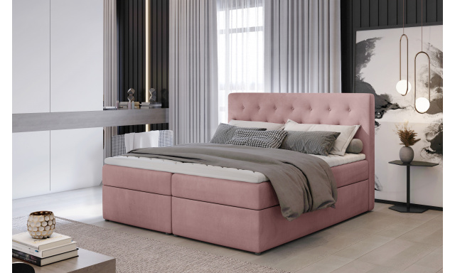 Kvalitná box spring posteľ Lapito 180x200, ružová Velvet