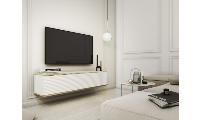 TV stolík Olek 135 cm so vzorom, biely