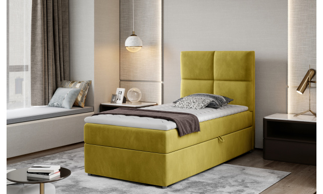 Moderná box spring posteľ Garda 90x200, žltá Monolith