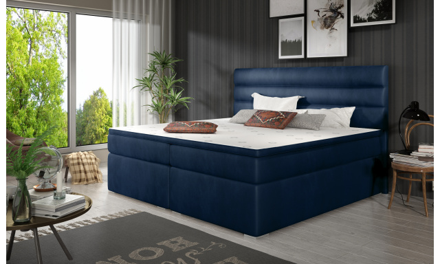 Elegantná box spring posteľ Barone 180x200, modrá