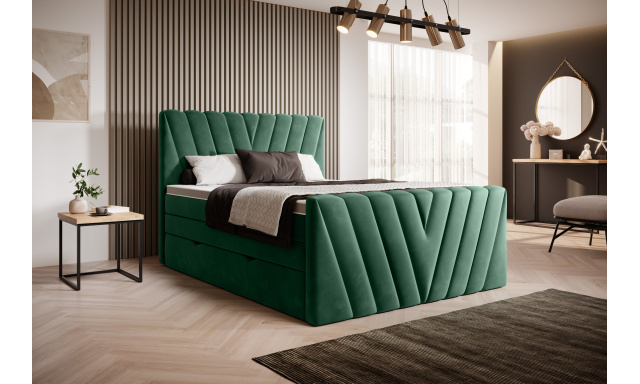 Kvalitná box spring posteľ Kendy 180x200, zelená Lukso