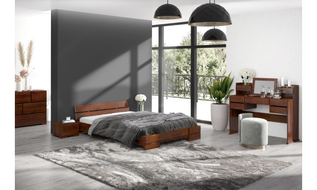 Luxusná posteľ Sisko z borovicových hranolov, 180x200cm, orech