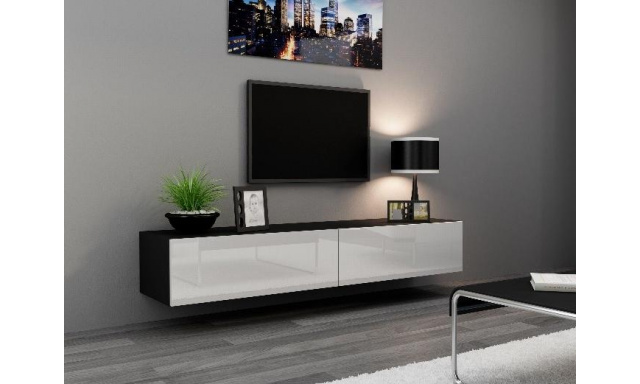 Moderný TV stolík Igore 180, černá/bílý lesk